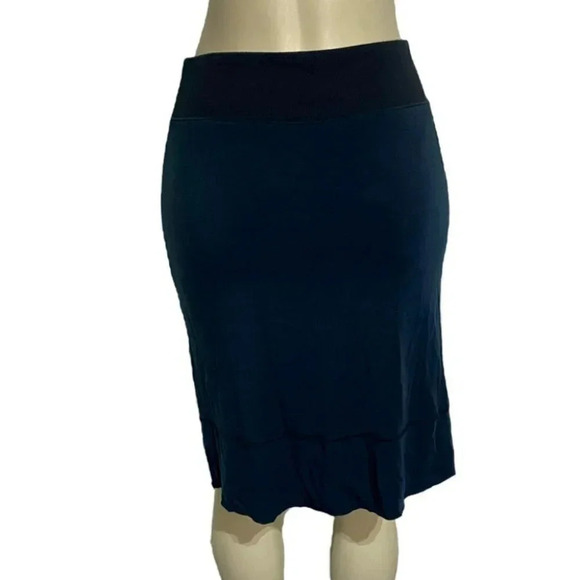 Free People S blue black color block tencel pull‎ on skirt office siren - Picture 5 of 6